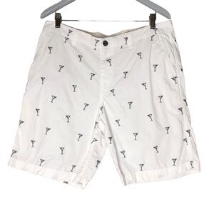 Tommy Bahama Men's Bermuda Shorts White Grey Martini Embroidered Cotton Blend